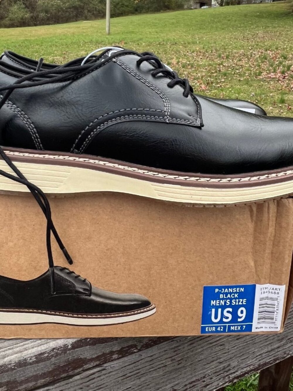 Steve Madden P-Jansen Cognac Men’s Black Oxford Dress Shoes Size 9 New w/box